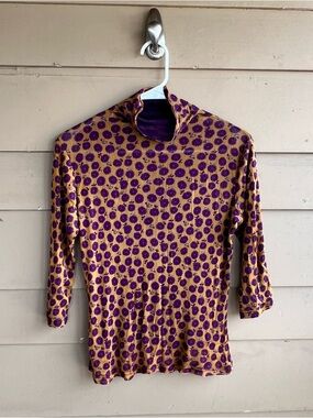 Floral Mock Neck Long Sleeve Top Size Size S Y2K Modest Casual